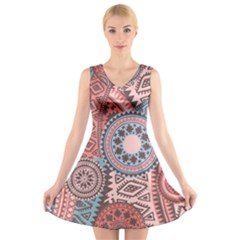 Print V-neck Sleeveless Dress by Sobalvarro