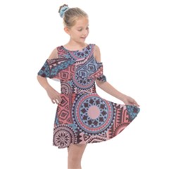 Print Kids  Shoulder Cutout Chiffon Dress by Sobalvarro