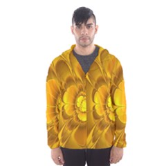 Fractal Yellow Flower Floral Men s Hooded Windbreaker by Pakrebo