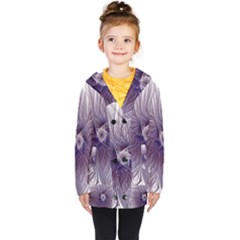 Purple Lavender Wisps White Kids  Double Breasted Button Coat by Pakrebo