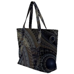 Fractal Spikes Gears Abstract Zip Up Canvas Bag by Pakrebo