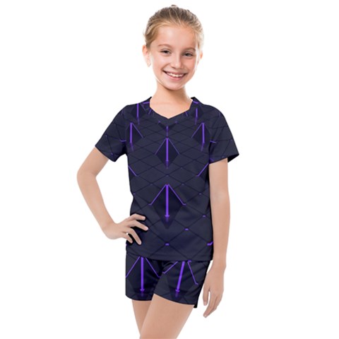 Futuristic Pyramids Perspective Kids  Mesh Tee And Shorts Set by Pakrebo