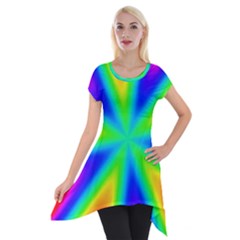 Rainbow Colour Bright Background Short Sleeve Side Drop Tunic by Pakrebo