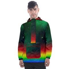 Galaxy Rainbow Universe Star Space Men s Front Pocket Pullover Windbreaker by Pakrebo