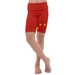 Chinese Flag Flag Of China Kids  Lightweight Velour Cropped Yoga Leggings by FlagGallery