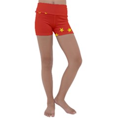 Chinese Flag Flag Of China Kids  Lightweight Velour Yoga Shorts by FlagGallery