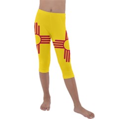 New Mexico Flag Kids  Lightweight Velour Capri Leggings  by FlagGallery