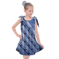 Abstract Architecture Azure Kids  Tie Up Tunic Dress by Pakrebo