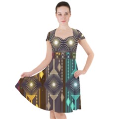 Background Colors Abstract Cap Sleeve Midi Dress by Pakrebo