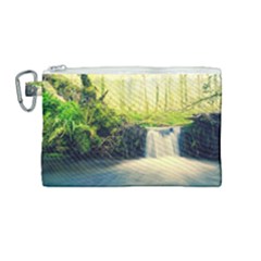 Waterfall River Nature Forest Canvas Cosmetic Bag (medium) by Pakrebo