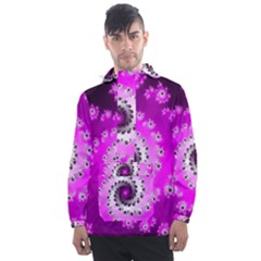 Fractal Pink Spiral Helix Men s Front Pocket Pullover Windbreaker by Pakrebo