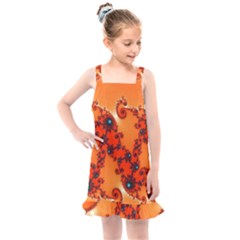 Fractal Rendering Spiral Curve Orange Kids  Overall Dress by Pakrebo