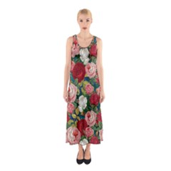 Roses Repeat Floral Bouquet Sleeveless Maxi Dress by Pakrebo