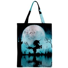 Wonderful Unicorn Silhouette In The Night Zipper Classic Tote Bag by FantasyWorld7