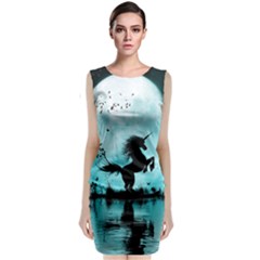 Wonderful Unicorn Silhouette In The Night Classic Sleeveless Midi Dress by FantasyWorld7