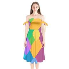 Geometry Nothing Color Shoulder Tie Bardot Midi Dress by Mariart