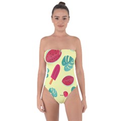 Watermelon Leaves Strawberry Tie Back One Piece Swimsuit by HermanTelo