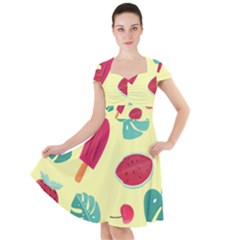 Watermelon Leaves Strawberry Cap Sleeve Midi Dress by HermanTelo