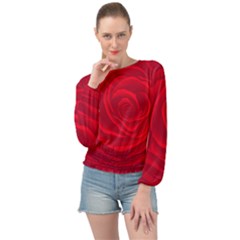 Roses Red Love Banded Bottom Chiffon Top by HermanTelo