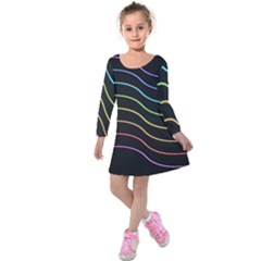 Wallpaper Background Colors Neon Kids  Long Sleeve Velvet Dress by Bajindul