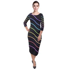 Wallpaper Background Colors Neon Quarter Sleeve Midi Velour Bodycon Dress by Bajindul