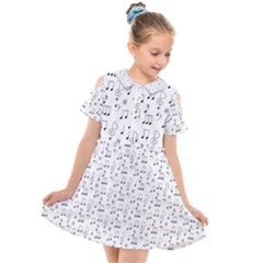 Music Notes Background Kids  Short Sleeve Shirt Dress by Bajindul