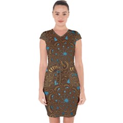 Fractal Abstract Capsleeve Drawstring Dress  by Bajindul