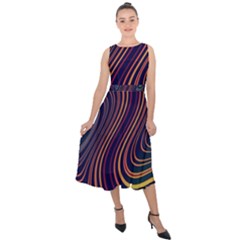 Fractal Mathematics Generated Midi Tie-back Chiffon Dress by Bajindul