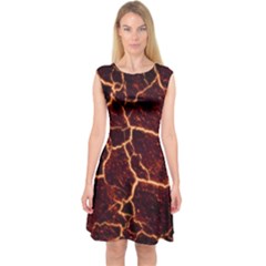 Lava Fire Capsleeve Midi Dress by Bajindul