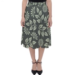 Flowers Pattern Spring Green Classic Midi Skirt by Bajindul