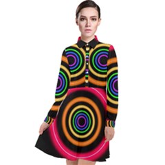 Neon Light Abstract Long Sleeve Chiffon Shirt Dress by Bajindul