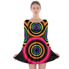 Neon Light Abstract Long Sleeve Skater Dress by Bajindul