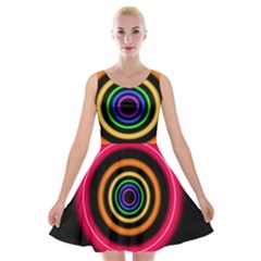 Neon Light Abstract Velvet Skater Dress by Bajindul