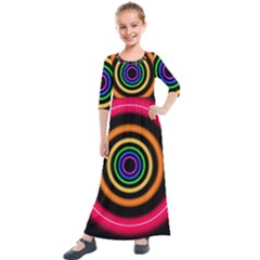 Neon Light Abstract Kids  Quarter Sleeve Maxi Dress by Bajindul