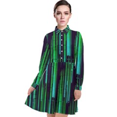 Background Blur Long Sleeve Chiffon Shirt Dress by Bajindul