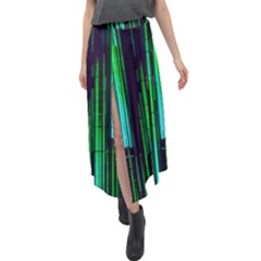 Background Blur Velour Split Maxi Skirt by Bajindul