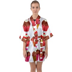 Chocolate Cake Muffin Quarter Sleeve Kimono Robe by Bajindul