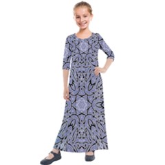 Mosaic Pattern Kids  Quarter Sleeve Maxi Dress by Bajindul