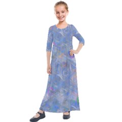 Abstract Triangles Geometric Kids  Quarter Sleeve Maxi Dress by Bajindul