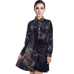 Fractal Abstract Rendering Long Sleeve Chiffon Shirt Dress by Bajindul