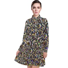 Circle Plasma Artistically Abstract Long Sleeve Chiffon Shirt Dress by Bajindul