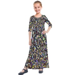 Circle Plasma Artistically Abstract Kids  Quarter Sleeve Maxi Dress by Bajindul