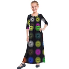 Flowers Arrangement Symmetry Kids  Quarter Sleeve Maxi Dress by Bajindul