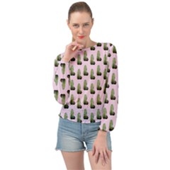 Cactus Pink Pattern Banded Bottom Chiffon Top by snowwhitegirl