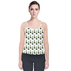 Cactus White Pattern Velvet Spaghetti Strap Top by snowwhitegirl