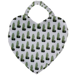 Cactus White Pattern Giant Heart Shaped Tote by snowwhitegirl