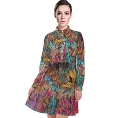 Oil Paint Long Sleeve Chiffon Shirt Dress by Bajindul