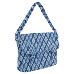 Geometric Overlay Blue Buckle Messenger Bag by Bajindul