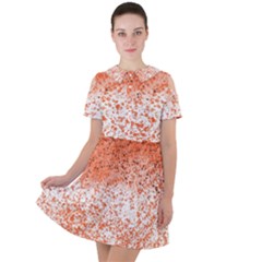 Scrapbook Orange Shades Short Sleeve Shoulder Cut Out Dress  by HermanTelo