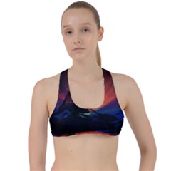 Matterhorn Switzerland Fantasy Aurora Criss Cross Racerback Sports Bra by Pakrebo